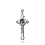 Vintage Christian Jesus Cross Pendant Necklace Men's Stainless Steel Religious Jesus Necklaces Prayer Baptism Jewelry