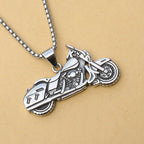Silver Motorcycle Box Chain Pendant Necklace