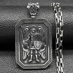 Archangel Michael Shield Pendant — Silver-Tone