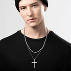 Layered Cross Pendant Set — Stainless Steel