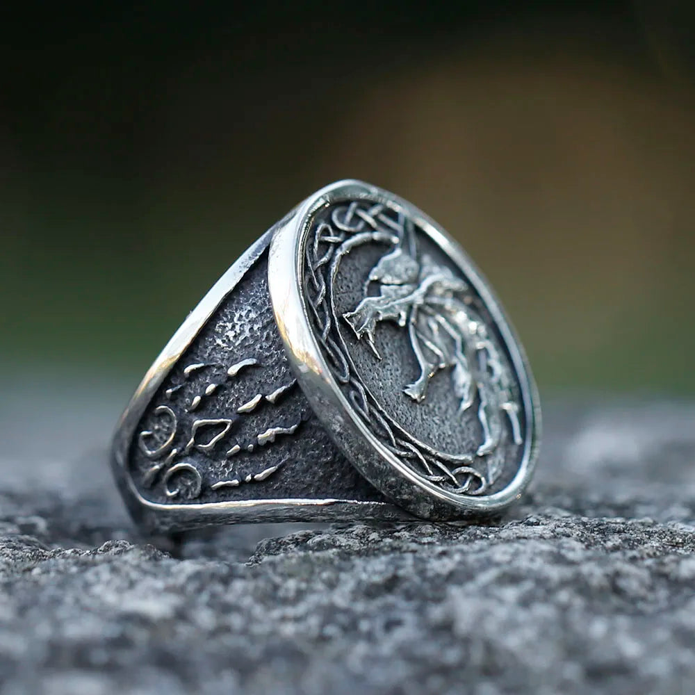 NEW Men's 316L Stainless Steel Rings Vintage Viking Wolf Head Animal Ring Odin Amulet Jewelry for Gift Free Shipping