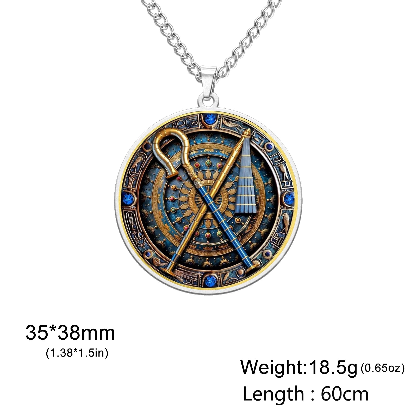 Dawapara Crook and Flail Pendant Necklace Ancient Egyptian Mythology Totem Symbol of Strength Stainless Steel Jewelry