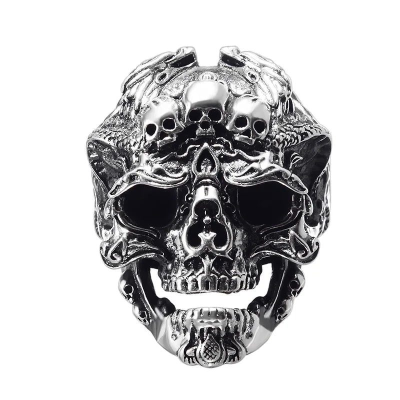 Skull Steel Ring Retro Three Mouth Street