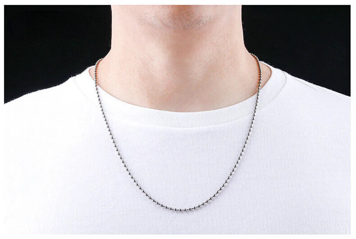 Fashion 3mm TA1 Pure Titanium Military Army Ball Bead Chain Necklace for Men Women Anti-allergy 26 inch Length