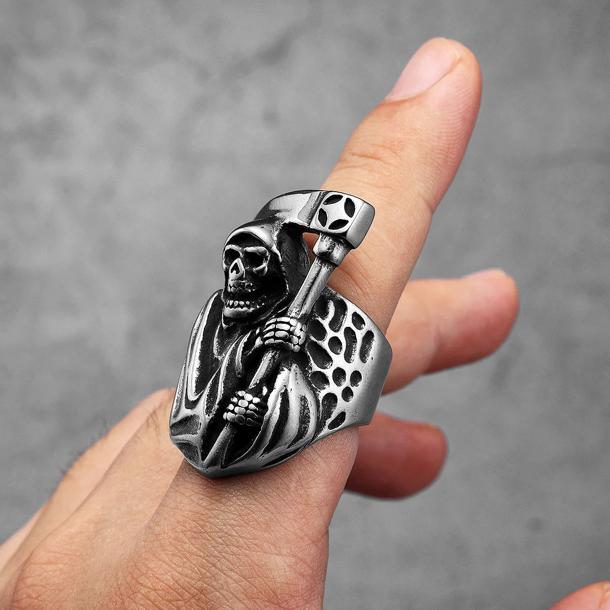 Skull Grim Reaper Ring Stainless Steel