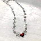 Aesthetic Goth Devil Heart Barbed Wire Choker Necklace Punk Hip Hop Jewelry Y2K Vampire Little Thorns Chain Choker Gift