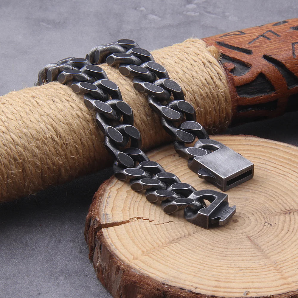 Black Curb Cuban Link Bracelet — Stainless Steel