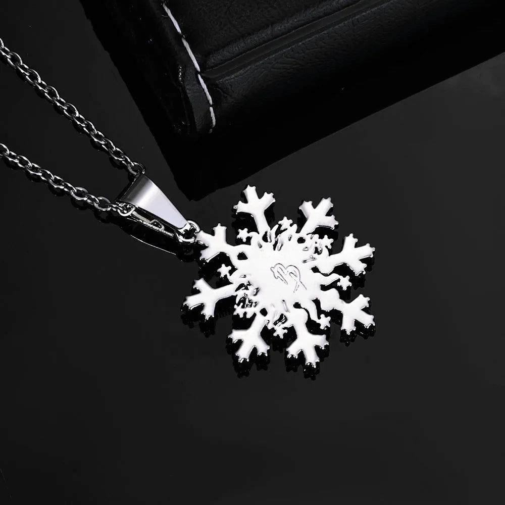 Silver Snowflake Pendant Necklace Iced Out