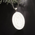 Virgin Mary Medal Iced Pendant Necklace