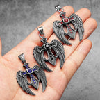 Angel Wing Cross Pendant — Stainless Steel