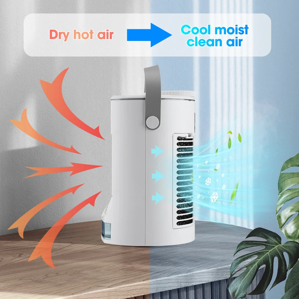 Small Space Air Conditioning for Home Rechargeable Portable Summer Desktop Air Cooler Spray Fan Moist Clean Air for