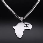 Africa Map Silver Pendant Necklace — Stainless Steel