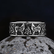 Fashion Vintage 2023 New Men's 316L Stainlesssteel Rings Good Odin Celtic Knot And Wolf Ring Amulet Animal Jewelry