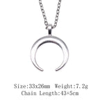 Witch Horn Crescent Moon Pendant — Stainless Steel