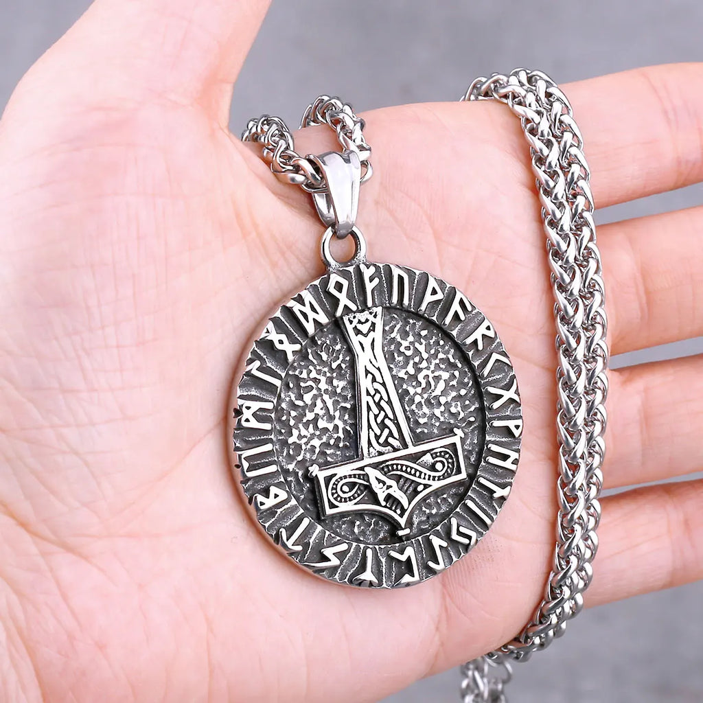 Odin Rune Vegvisir Pendant Necklace — Stainless Steel