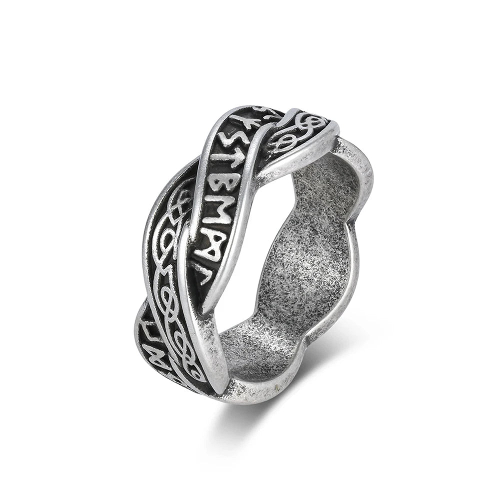 Odin Steel Ring Viking Letter Nordic Runes Punk