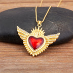 Iced Out Sacred Heart Pendant Necklace