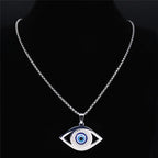 Hamsa Evil Eye Pendant Necklace — Stainless Steel