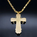 Big Cross Jesus Necklace for Man Stainless Steel Gold Color Christ God Chain Necklaces Christmas Gift Jewelry collar