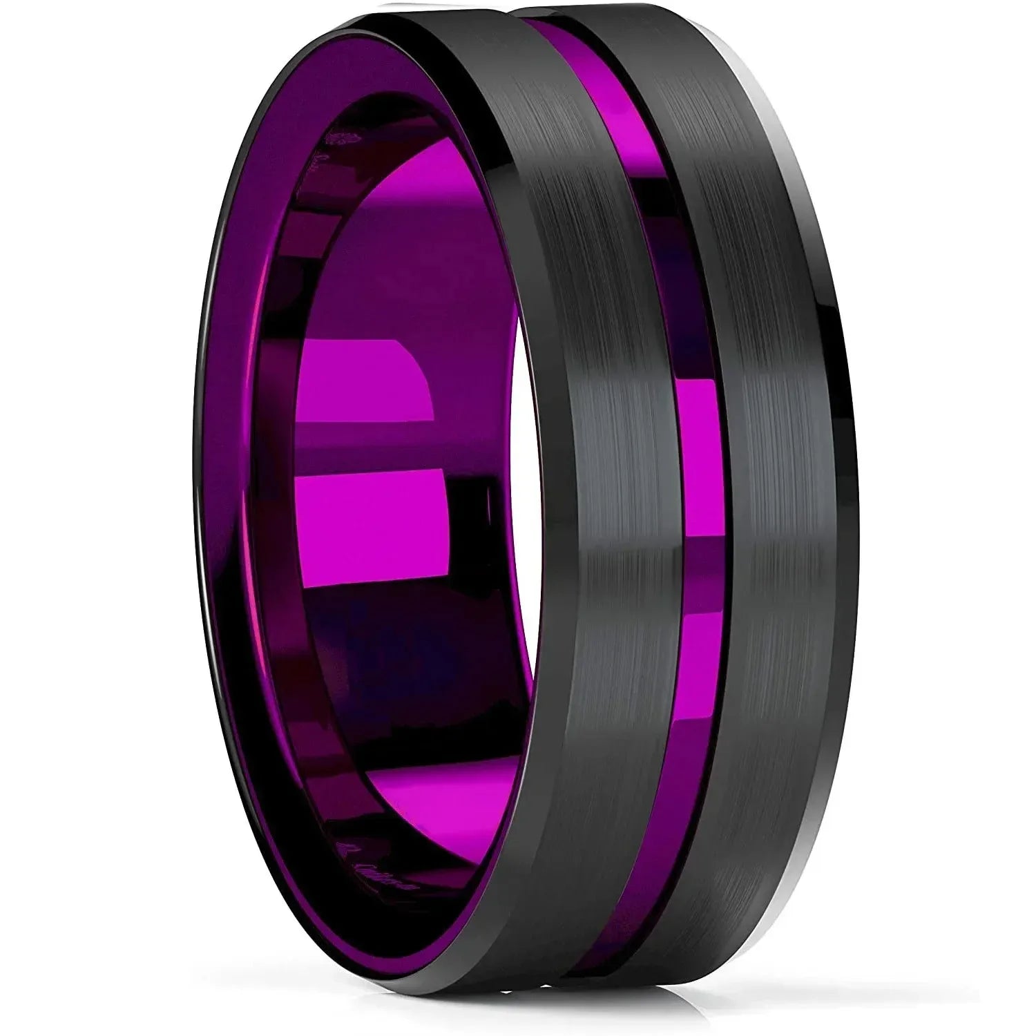 Fashion Black Stainless Steel Rings for Men With Guitar String Inlay Guitarist Ring For Musician Wedding Jewelry Drop