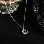 Fresh Star Moon Pendant Necklace for Women Sparkling Elegant Dainty Neck Accessory Charms Gentle Wedding Party Jewelry