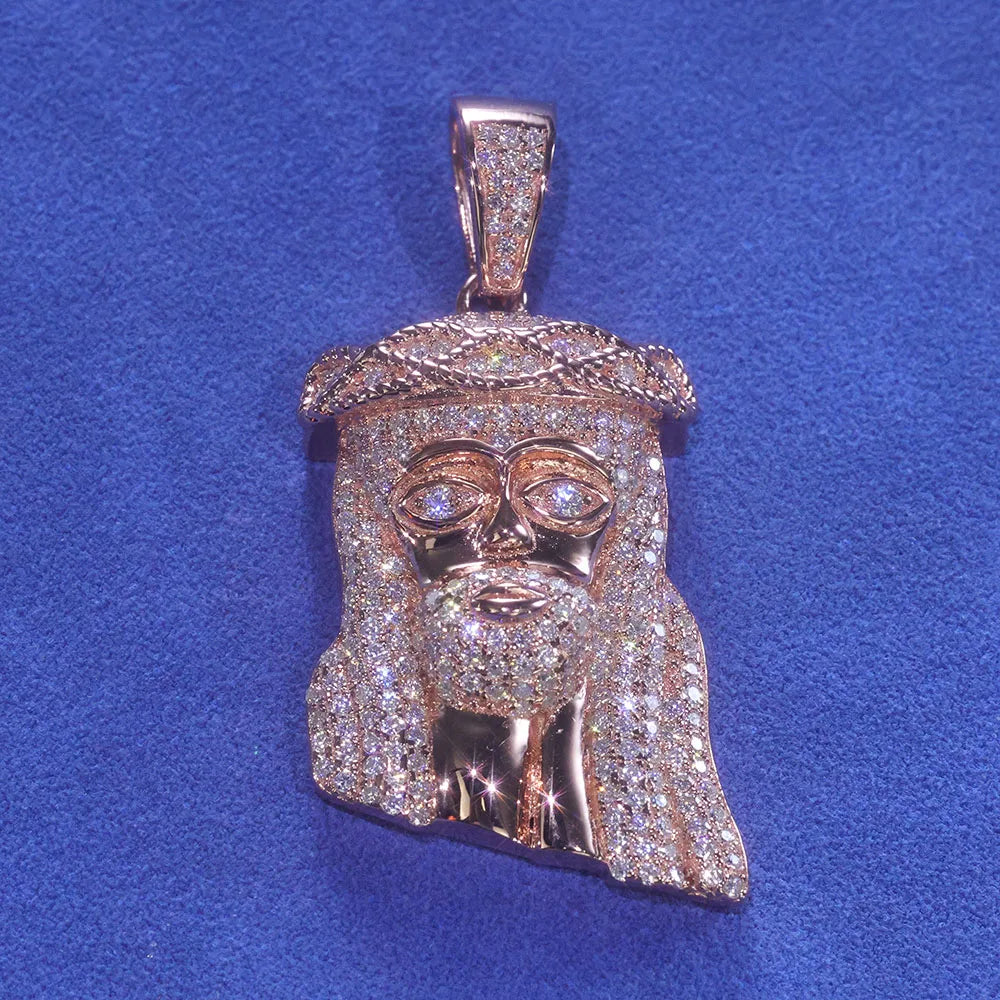 Rose Gold Jesus Head Pendant 925 Silver