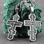 Vintage Jesus Cross Necklace Men's Stainless Steel Faith Christian Amulet Pendant Necklace Religious Male Jewelry Gift