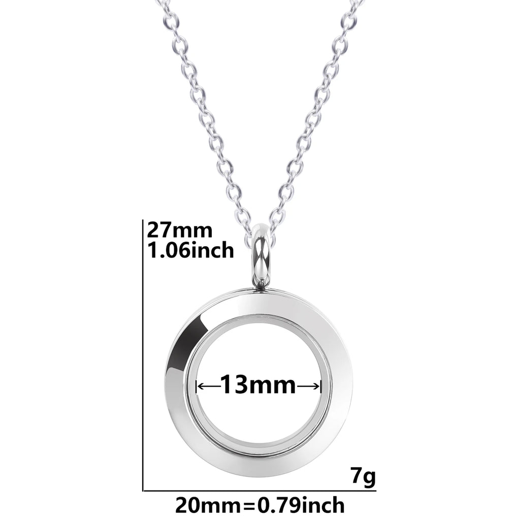 Round Pendant Necklace Locket Charm Stainless Steel Necklaces For Women Men Jewelry Chain Around Neck Necklace Decoration Gifts
