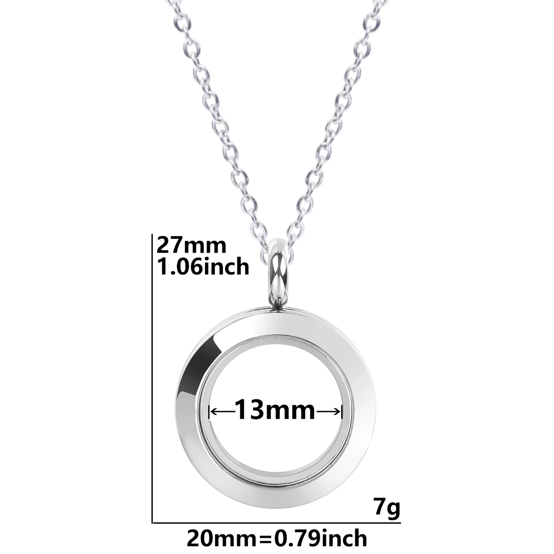 Round Pendant Necklace Locket Charm Stainless Steel Necklaces For Women Men Jewelry Chain Around Neck Necklace Decoration Gifts