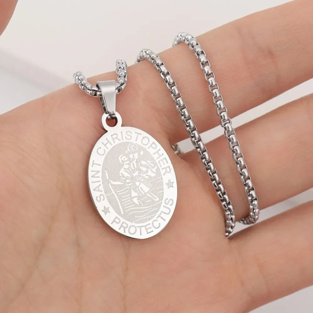 St. Christopher Protector Pendant — Stainless Steel