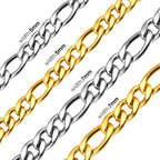 LUXUSTEEL Basic Punk Stainless Steel Chain Necklace For Women Men Cuban Figaro Braided Wheat Link Choker 5MM/7MM