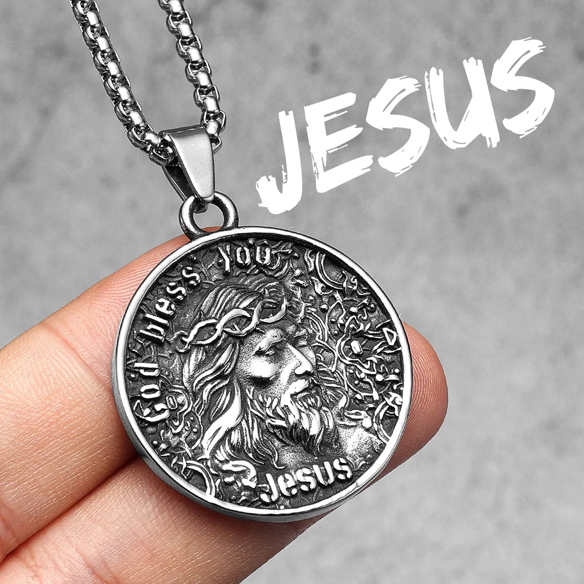 Angel Wing Cross Pendant — Stainless Steel