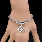 Wicca Celtic Knot Stainless Steel Bracelet Women/Men Silver Color Witch Geometric Irish Knots Bracelets Jewelry