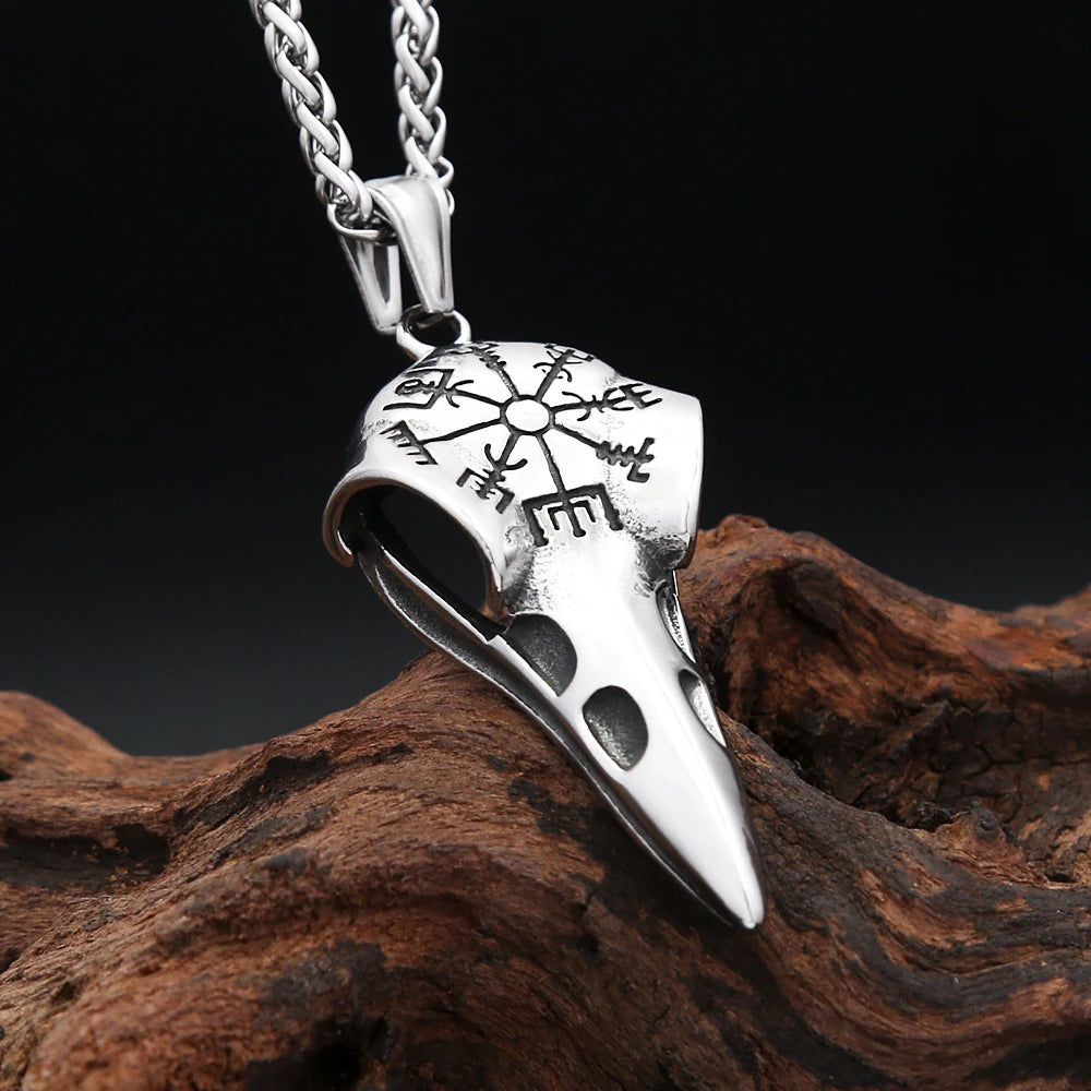 Viking Raven Stainless Steel Pendant Necklace