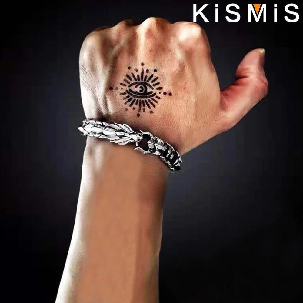 Mens Dragon Bracelet Curb Chain Gothic Biker Link Cuff Wristband 1PC Men's Accessories Gift for Him