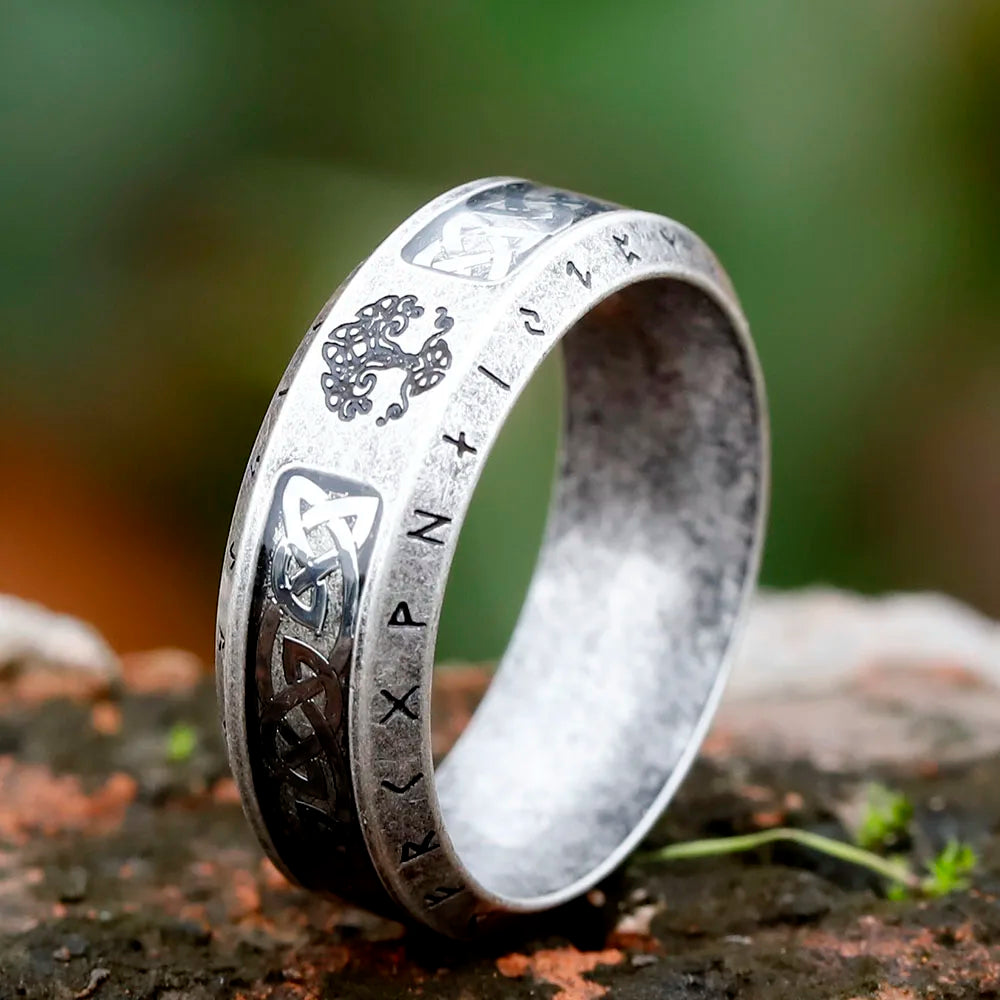 2023 new Special Design Stainless Steel Viking Ring Runes Tree of Life Ring For Men Vintage Celtic Knot Rune Vintage Jewelry