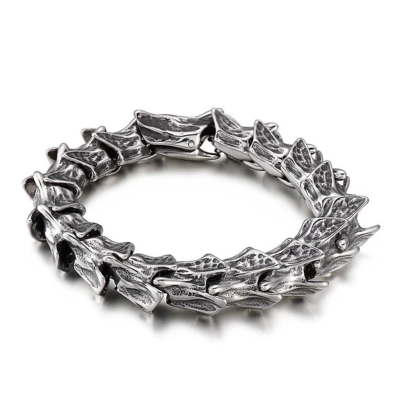 Punk Rock Viking Cuban Curb Bracelet Wrist Men Retro Hiphop Stainless Steel Charm Chain Male Dragon Bracelets Bangle