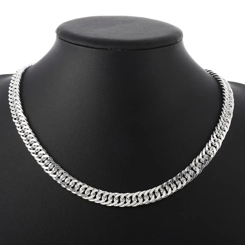 Hot Fine Width 6MM Chain 925 Sterling Silver Necklaces for Women Men Charm Fashion Jewelry Wedding Party Holiday Gift