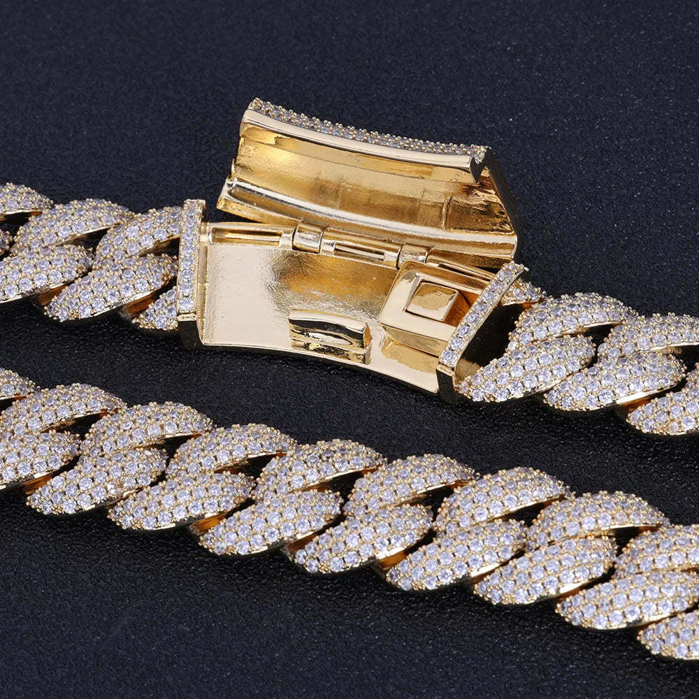 Iced Out Cuban Chain Necklace 13-18MM 2-3 Row