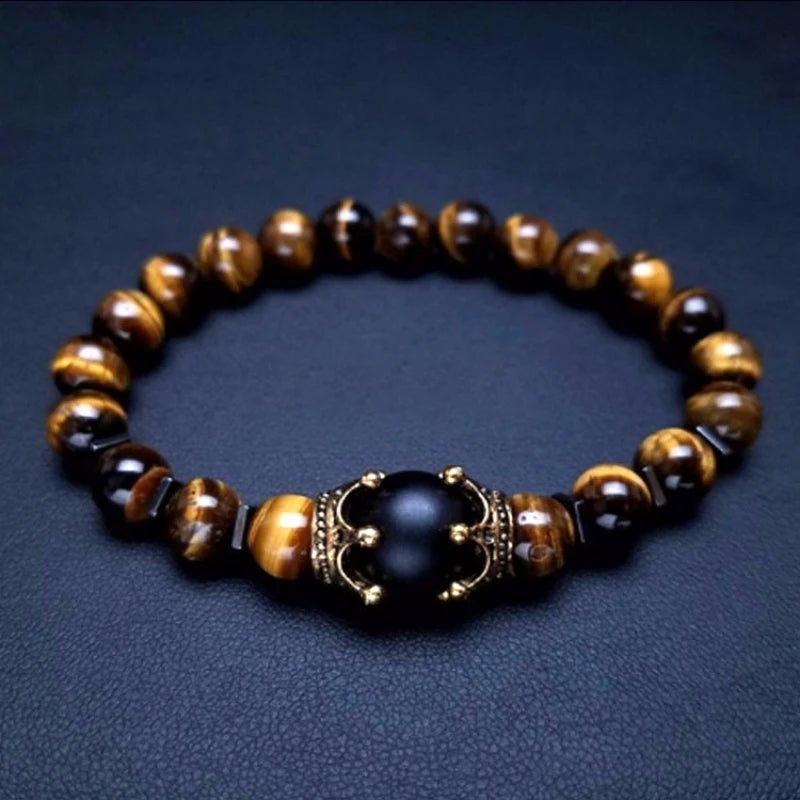 Rope Steel Bracelet Tiger Eye Natural Stone