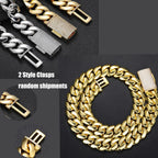 8-14mm Hip Hop Bling Iced Out 18k Gold-plated Stainless Steel Dense Cuban Miami Link Chain Necklaces for Unisex Rapper