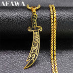 Zulfiqar Imam Ali Sword Necklace — Stainless Steel, Gold-Tone
