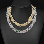 Iced Out Chain Necklace Colored Zircon 15MM