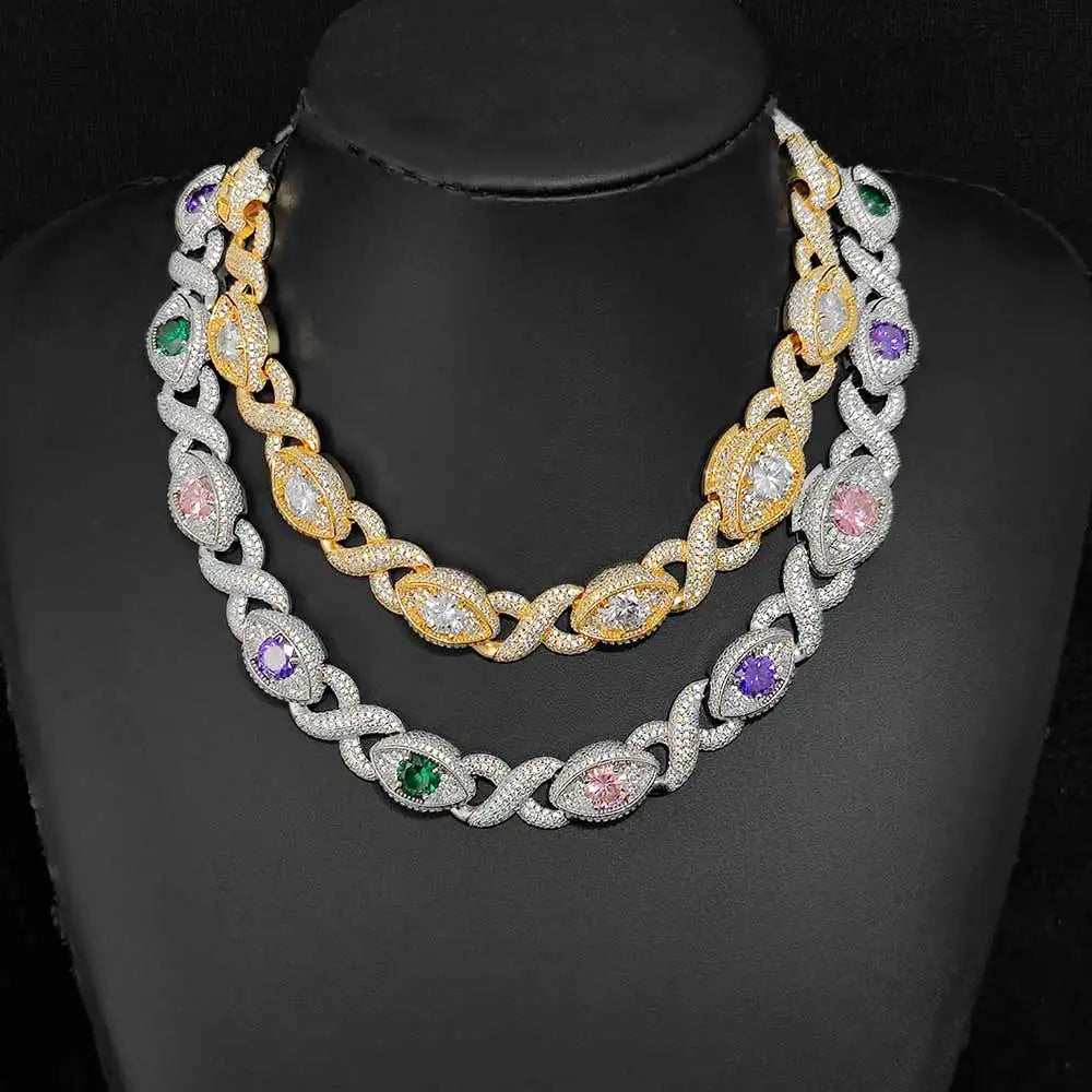 Iced Out Chain Necklace Colored Zircon 15MM