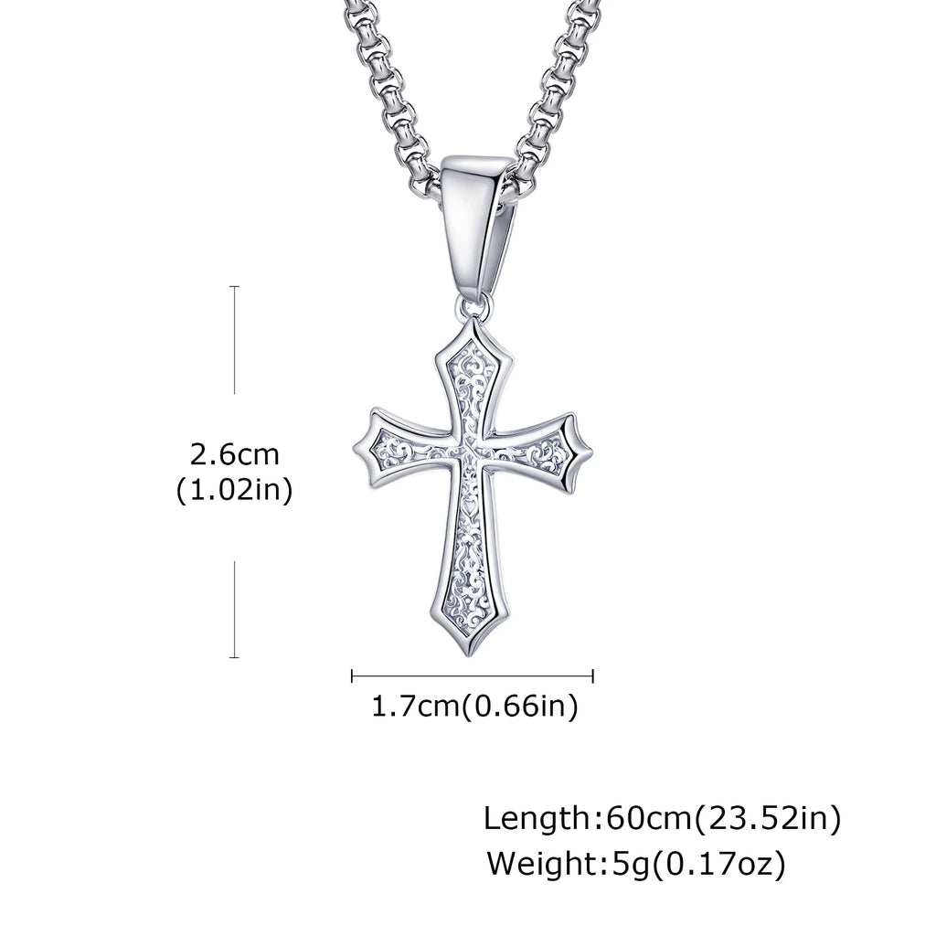 Men's Silver Color Geometric Pendant Necklace, Non Fading Stainless Steel Compass Necklace with Chain, Stylish Jewelry