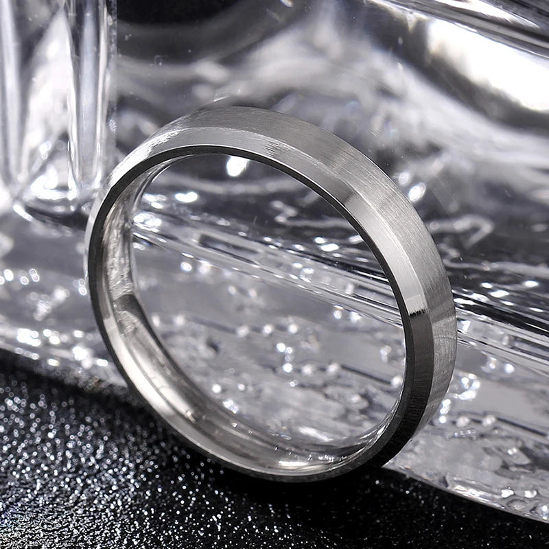 4-8mm Dull Polish Silver Color Titanium Ring For Men and Women Personalized Ring Customize Engraved