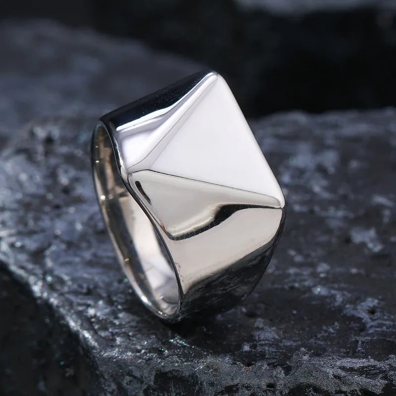 316L Stainless Steel Smooth Triangle Ring For Men Finger Punk Rock Jewelry Accessories Anti-anxiety Waterproof Ring