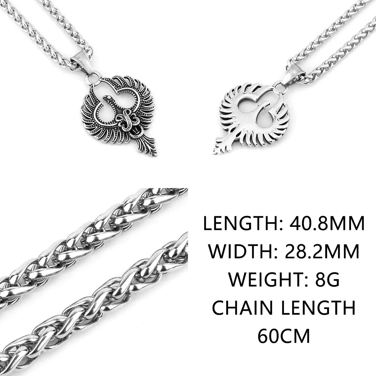 Fashion Animal Phoenix Amulet Necklace Men Women Simple Vintage Hip Hop Biker Pendant Necklace Creative Charm Jewelry Wholesale