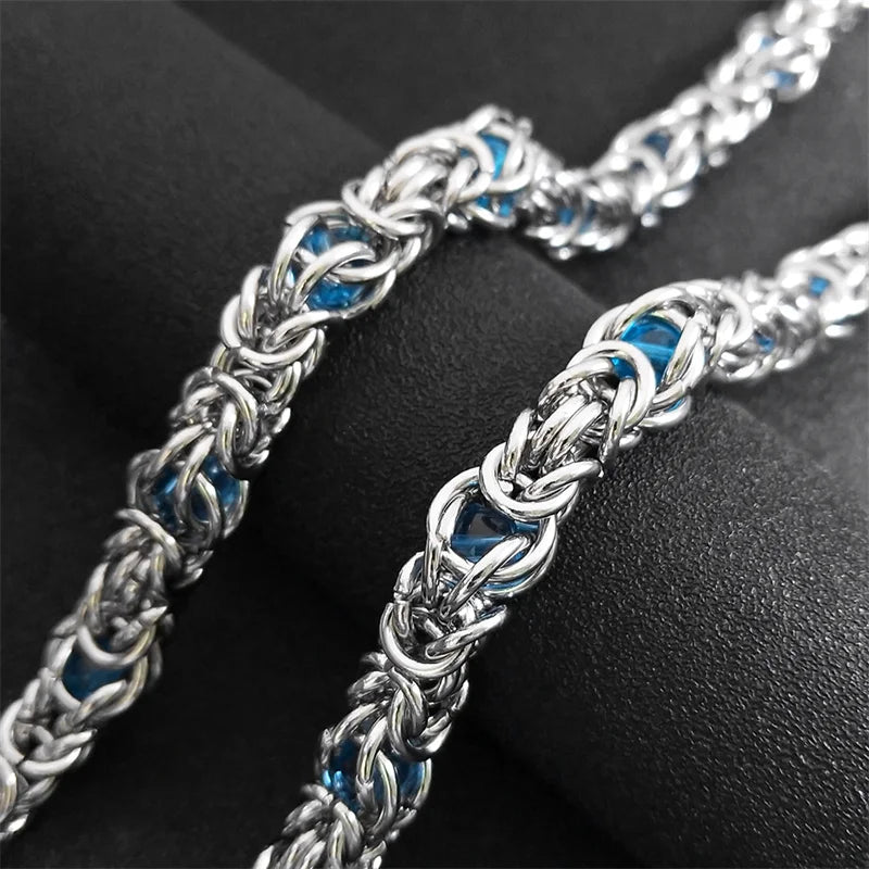 Trendy Byzantine Link Chain for Men Boys Stainless Steel Silver Color Think Necklace Biker Male Party Gift Jewelry