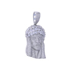 Iced Out Rose Flower Jesus Head Pendant Necklace Two Tone Color CZ Zircon Faith Charm Men Women Hip Hop Fashion Rock